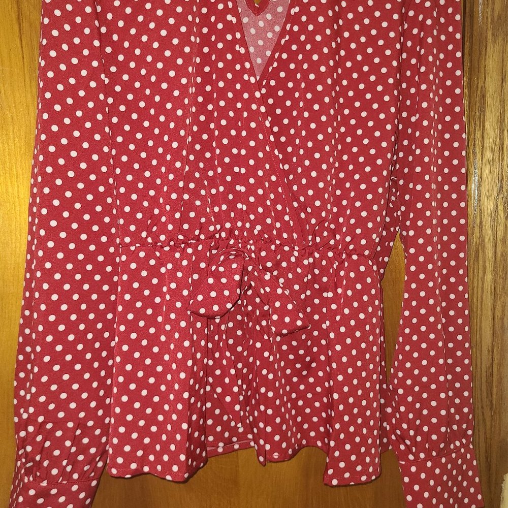 NWT polka-dot blouse with peplum hem